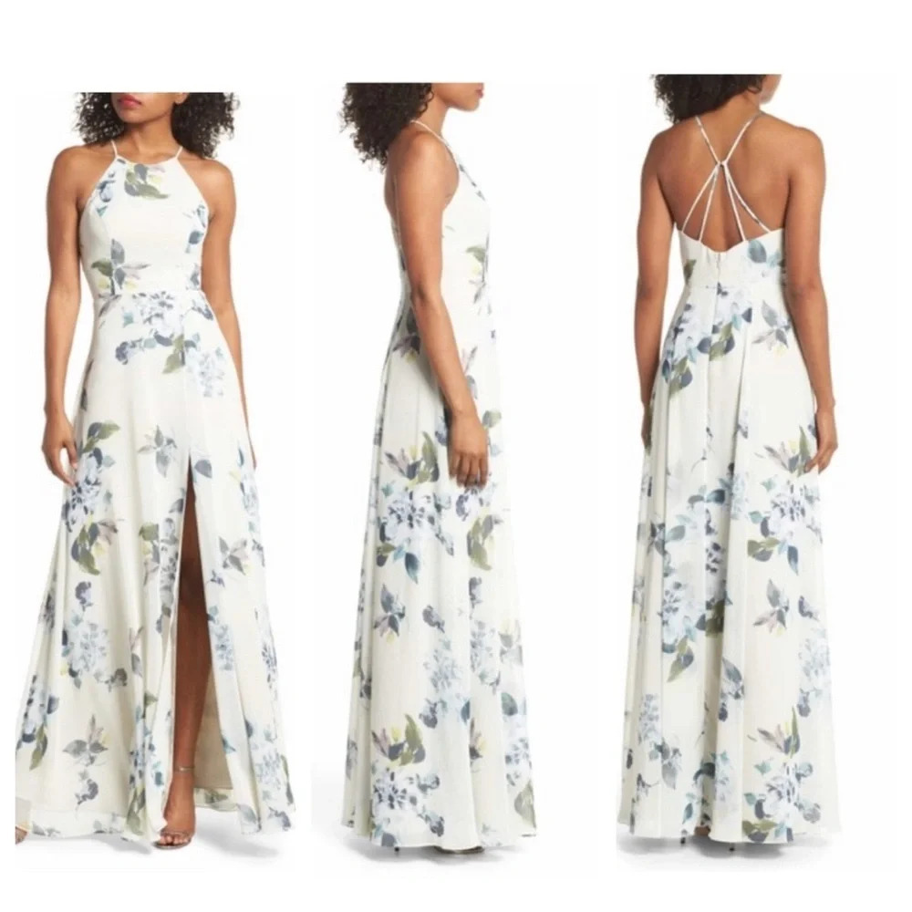 Jenny Yoo Kayla Ohana floral print Long maxi Bridesmaid Dress 16908